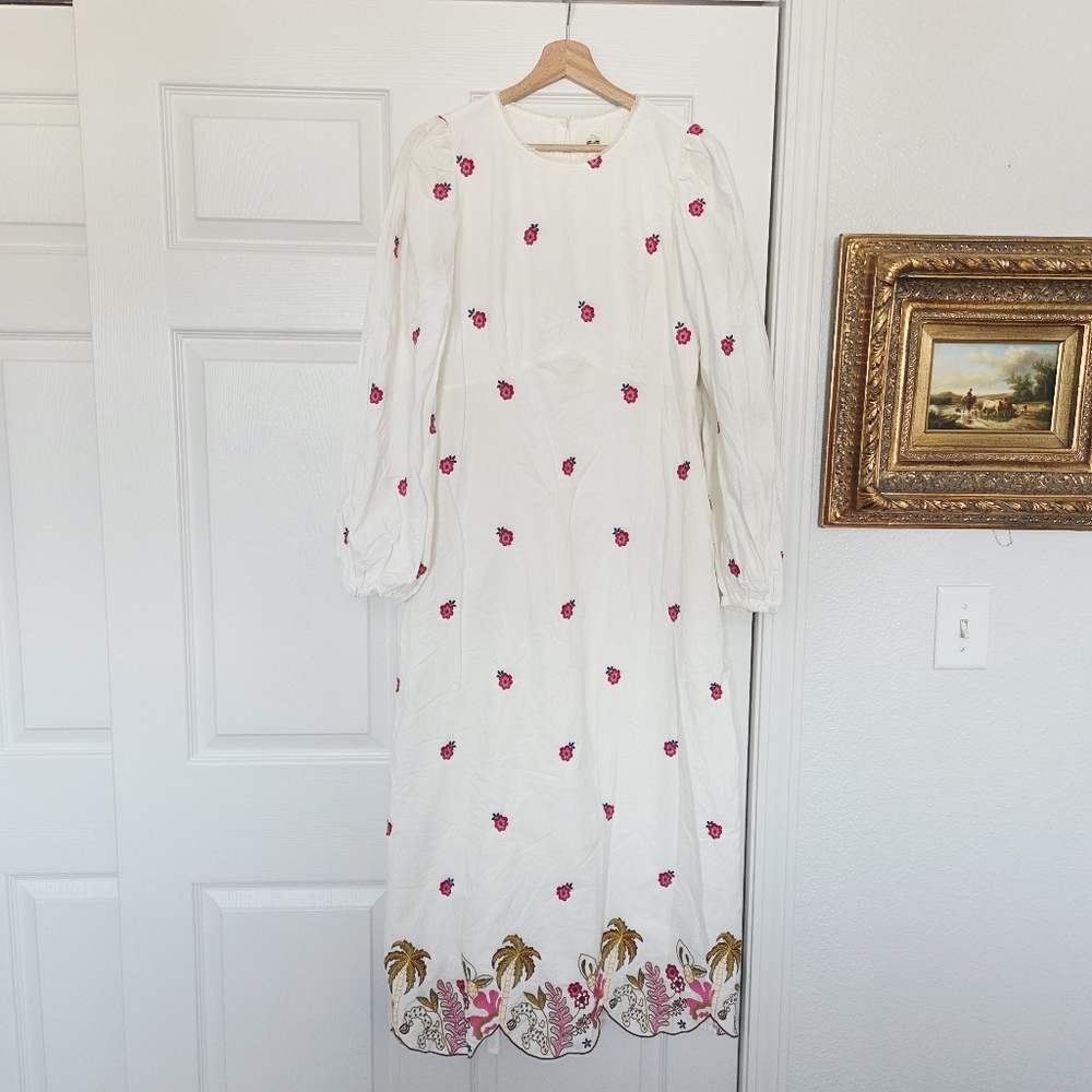 Sz 8 I In Other Words River Island Soft Cotton Embroidered Maxi Dress